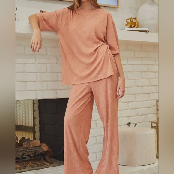 #265 🛑M BOHO CHIC 2 PIECE SET WIDE LEG PANTS & TUNIC TOP - Picture 9 of 12